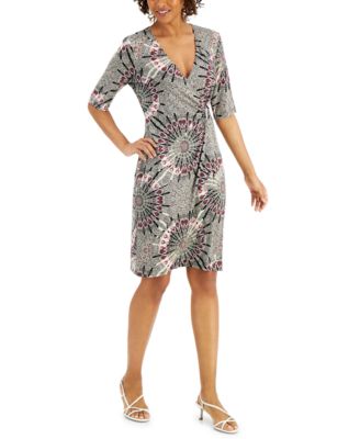 Connected Jersey Faux-Wrap Dress ...
